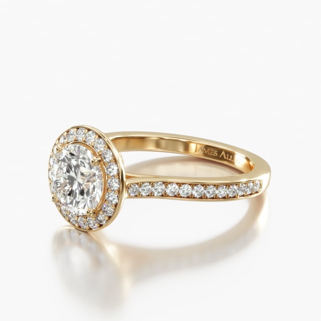14K Yellow Gold Trellis Halo Diamond Engagement Ring