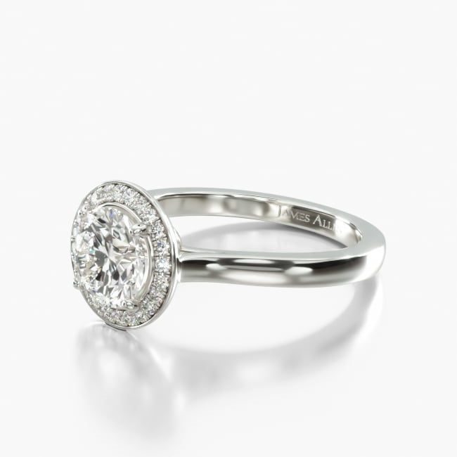 14K White Gold Trellis Halo Diamond Engagement Ring