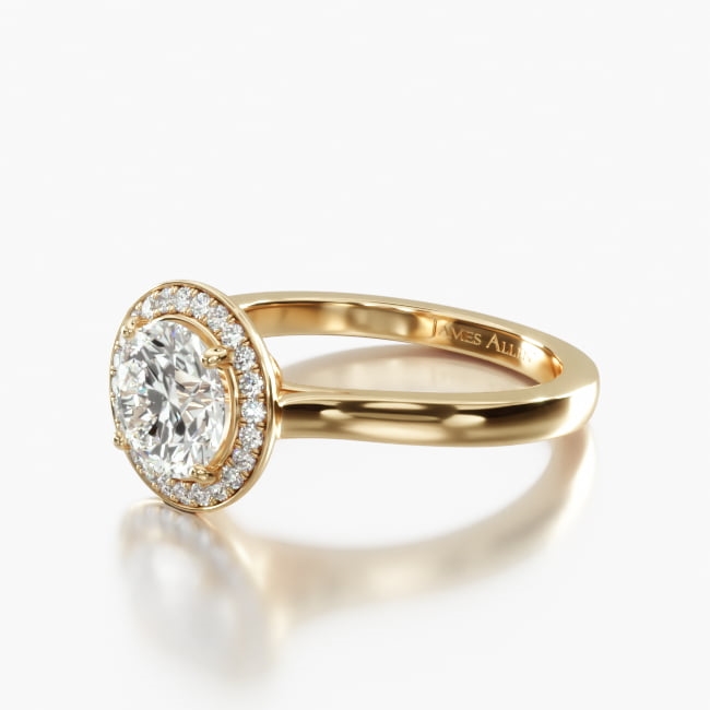 14K Yellow Gold Trellis Halo Diamond Engagement Ring