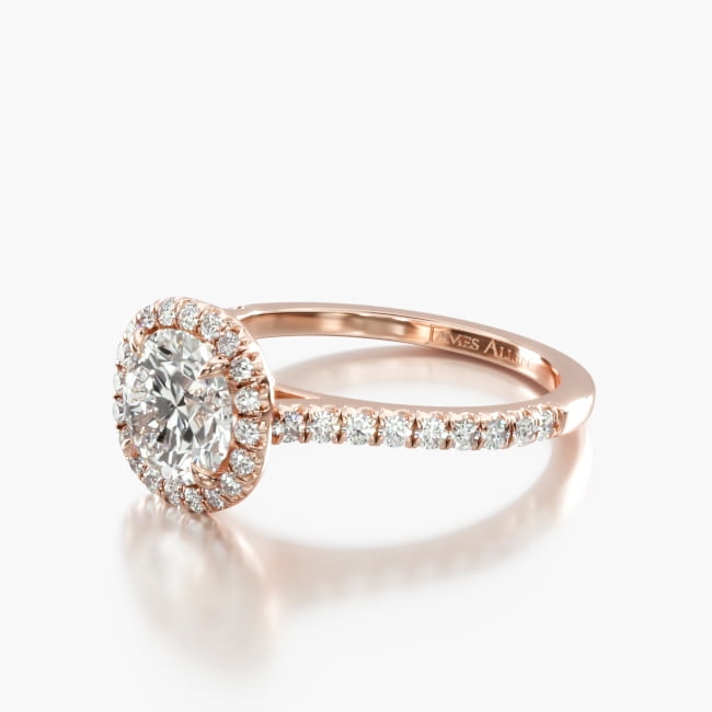 14K Rose Gold Cushion Outline and Pavé Gallery Engagement Ring