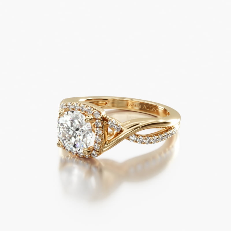 14K Yellow Gold Infinity Halo Engagement Ring-17538y14