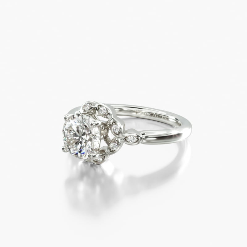 14K White Gold Marquise Halo Engagement Ring