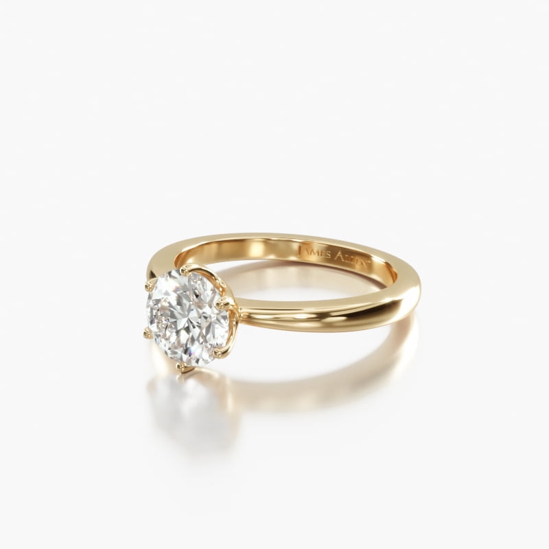 18K Yellow Gold Crown Diamond Engagement Ring