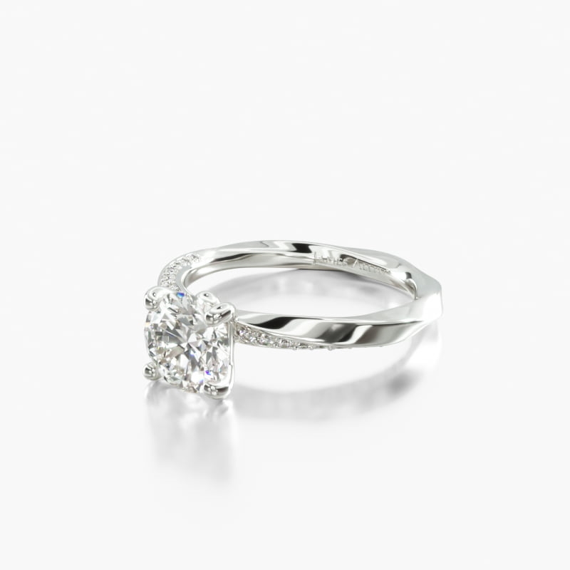 18K White Gold Helix Pavé Engagement Ring