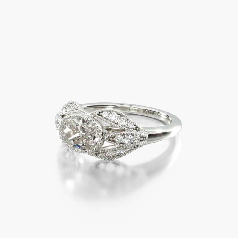 Platinum Beaded Marquise Shape Engagment Ring