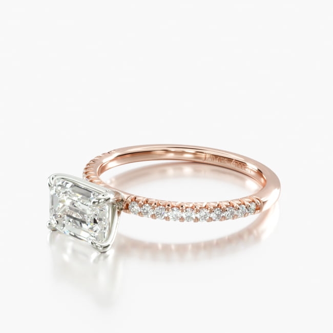 14K Rose Gold East West Petite Pavé Engagement Ring (Flush Fit )