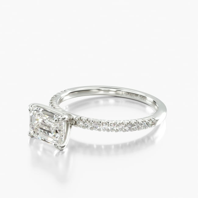 Platinum East West Petite Pavé Engagement Ring (Flush Fit )