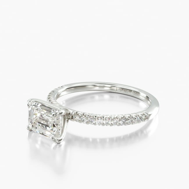 14K White Gold East West Petite Pavé Engagement Ring (Flush Fit )