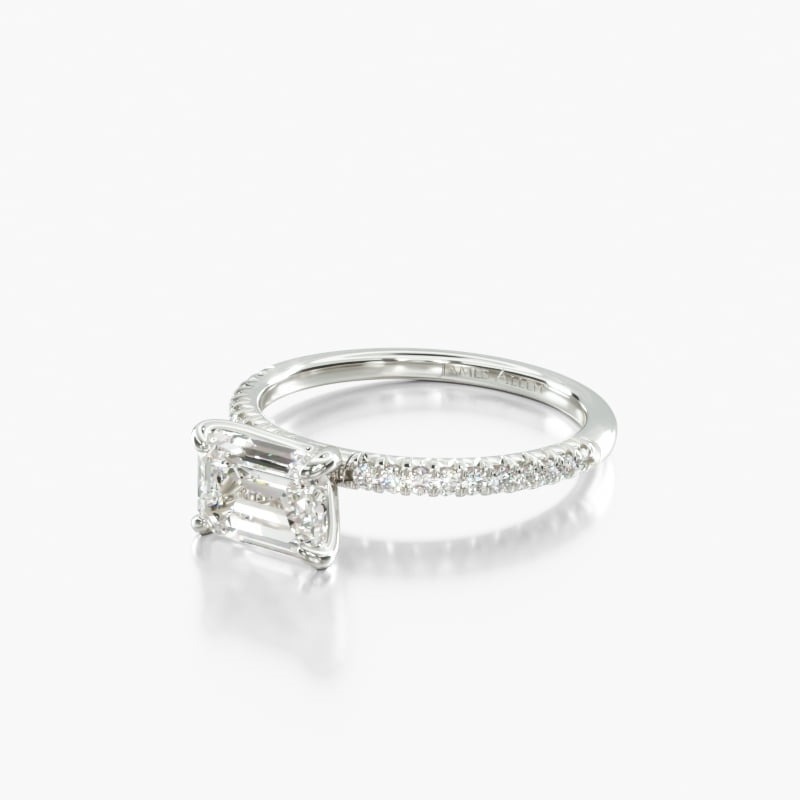 18K White Gold East West Petite Pavé Engagement Ring (Flush Fit )
