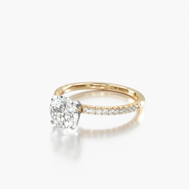 14K Yellow Gold Petite Pavé Engagement Ring