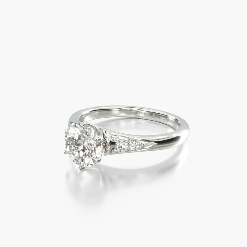 14K White Gold Tapered Pavé Engagement Ring