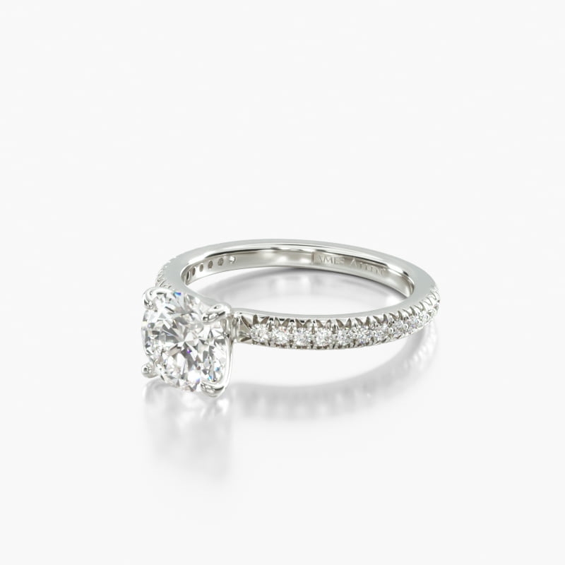 14K White Gold Pavé Contour Engagement Ring