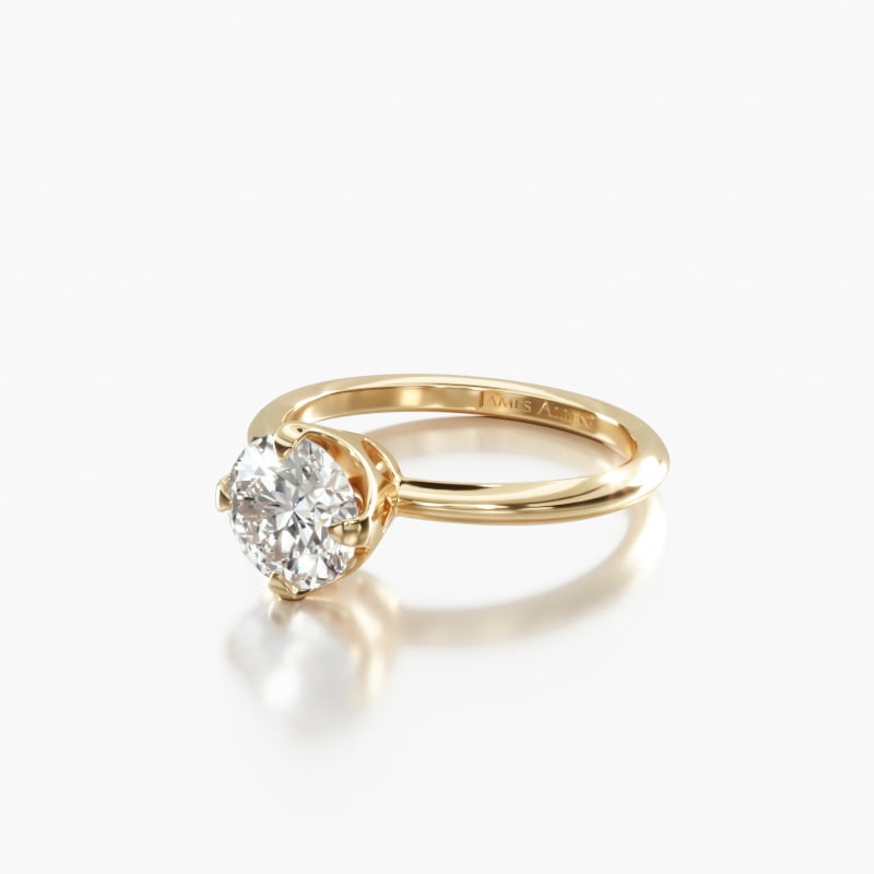 14K Yellow Gold Compass Point Solitaire Engagement Ring