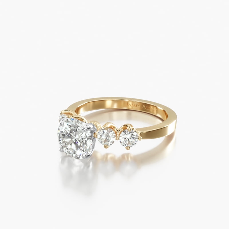 18K Yellow Gold Prong Set Diamond Engagement Ring