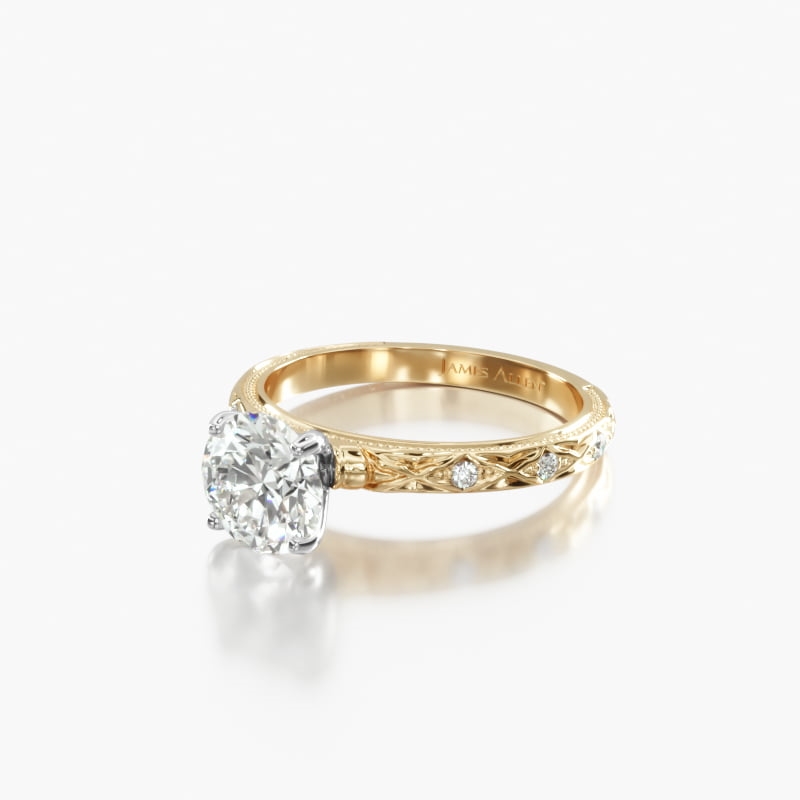 18K Yellow Gold Blossom Engagement Ring