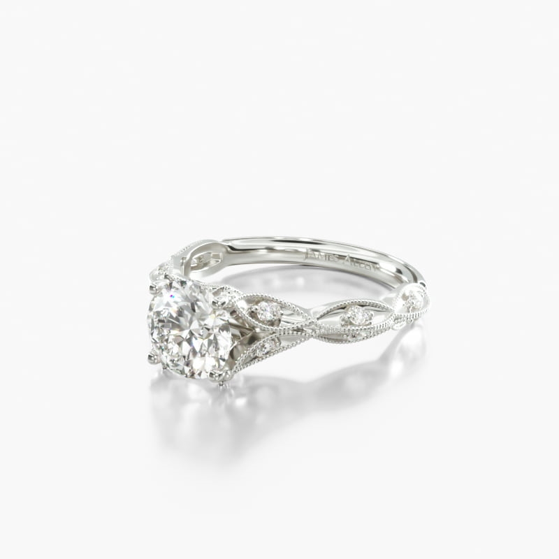 Platinum Milgrain Navette Engagement Ring