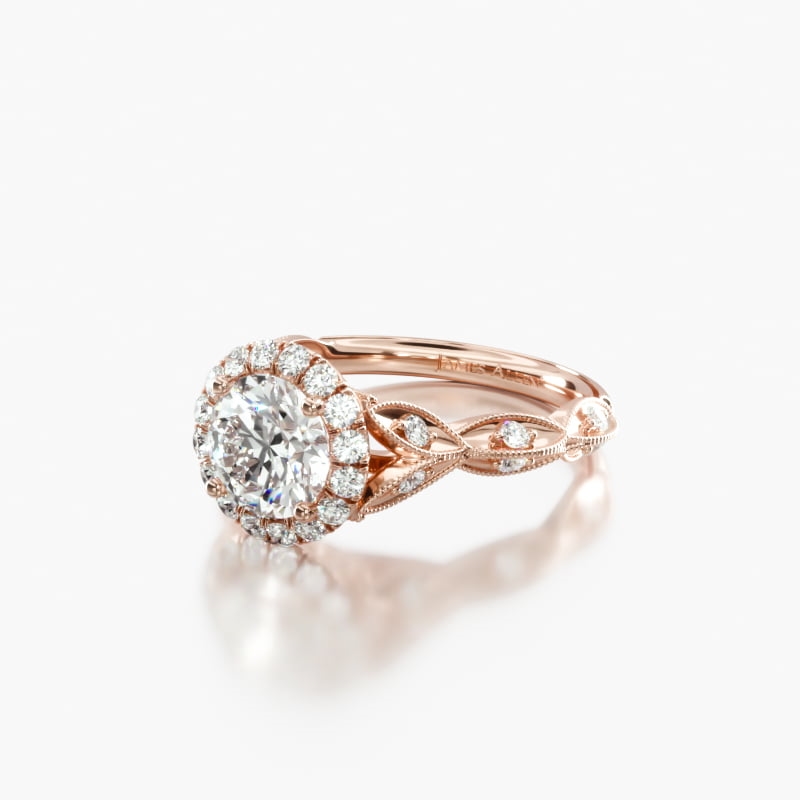 Rose gold cadenza halo diamond ring store