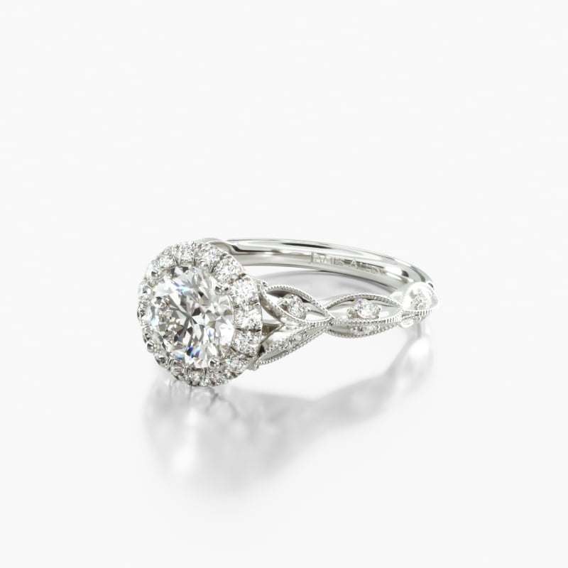 3 Ct 14K White Gold Simulated Diamond Engagement Ring – Vintage Milgrain, Size 7