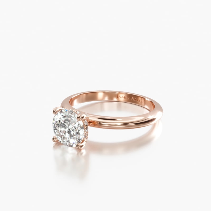 14K Rose Gold Diamond Pavé Basket Engagement Ring
