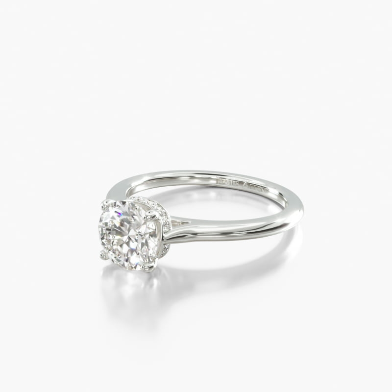 14K White Gold Pavé Adorned Cathedral Engagement Ring