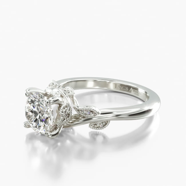 14K White Gold Entangled Vines Matching Wedding Ring 15839w14