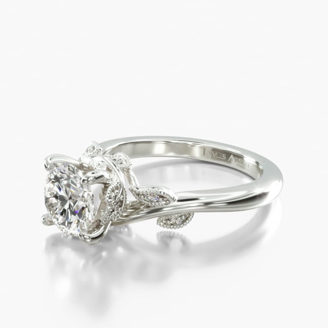 14K White Gold Entangled Vines Engagement Ring