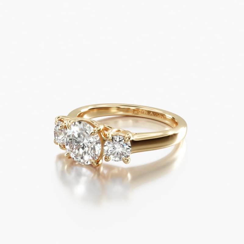 14K Yellow Gold Diamond Three Stone Ring