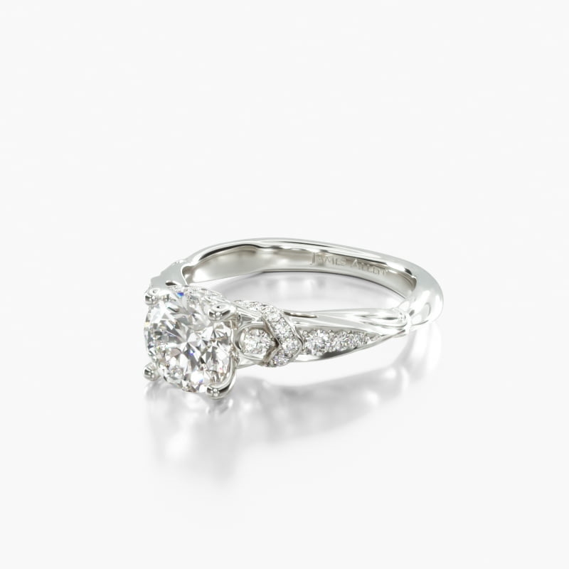 18K White Gold Graduated Pavé Engagement Ring