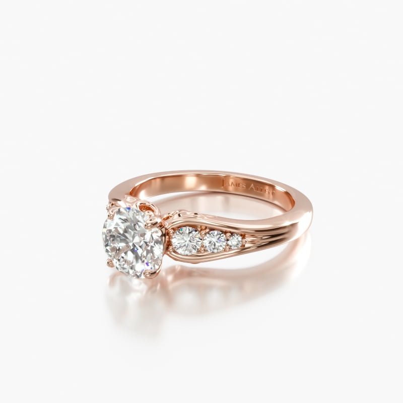14K Rose Gold Graduated Pavé Swirl Engagement Ring
