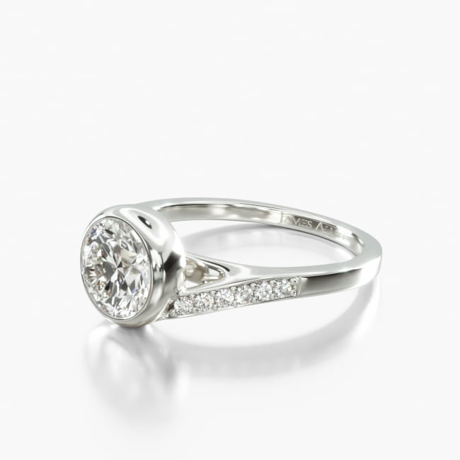 Platinum Bezel Set Bypass Matching Wedding Ring15964p