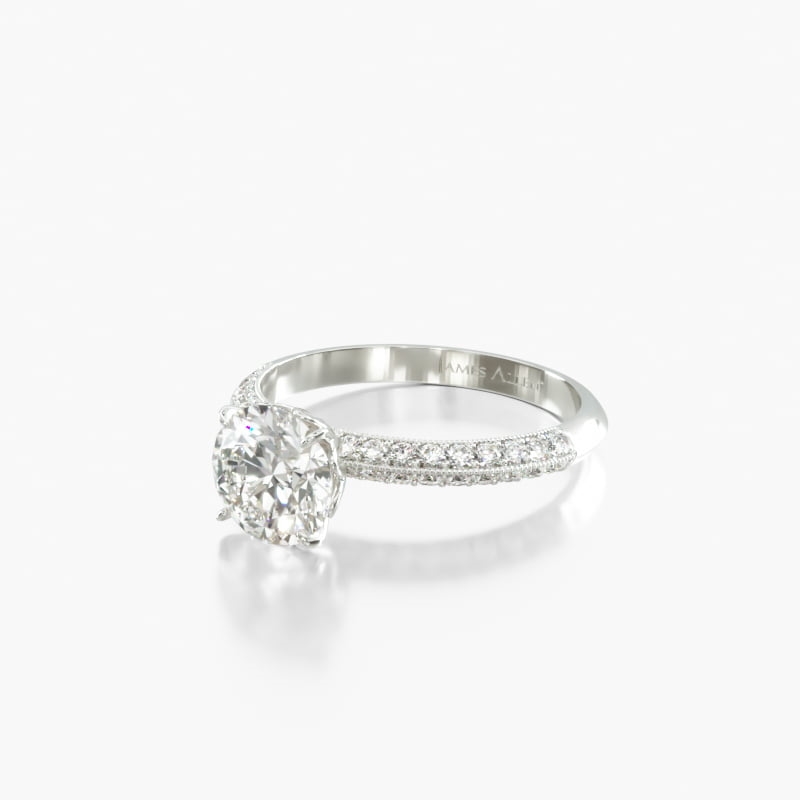 Platinum Pavé Knife Edge Lotus Basket Engagement Ring