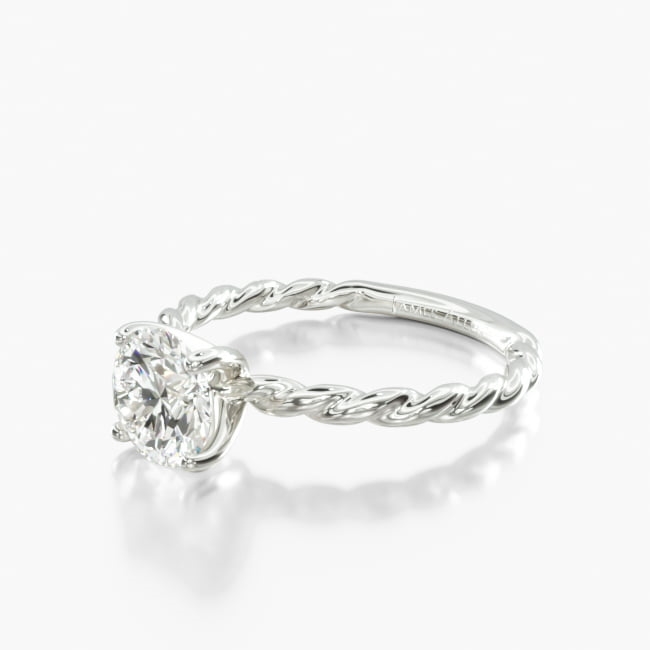 14K White Gold Cable Solitaire Engagement Ring