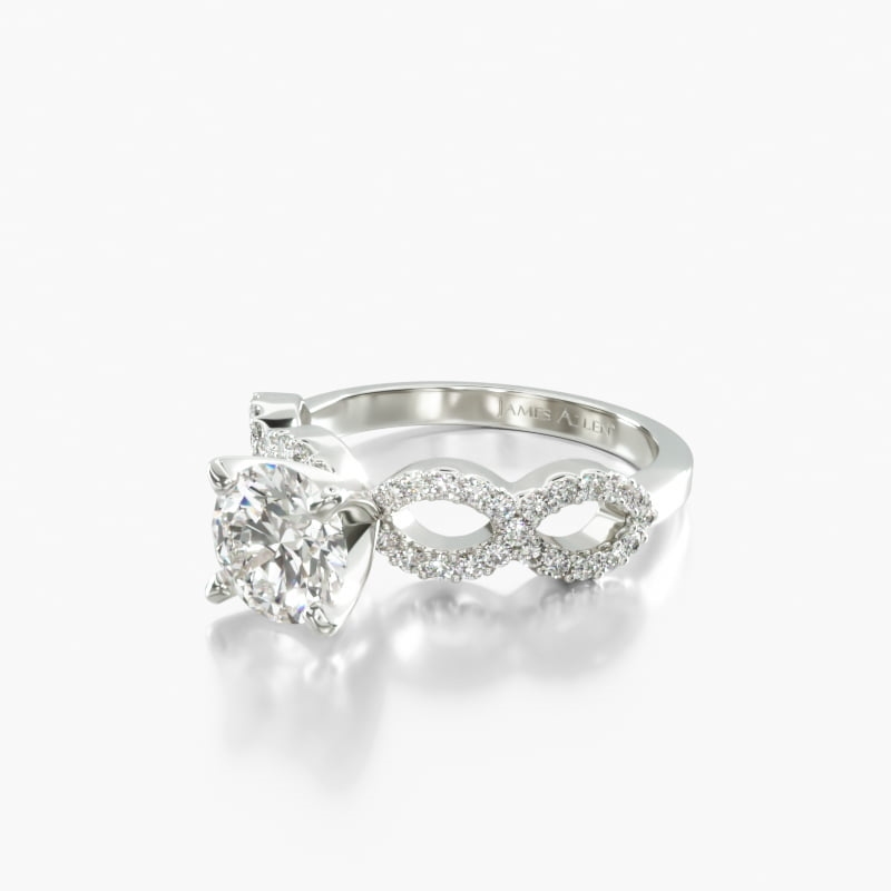 18K White Gold Pavé Infinity Diamond Engagement Ring