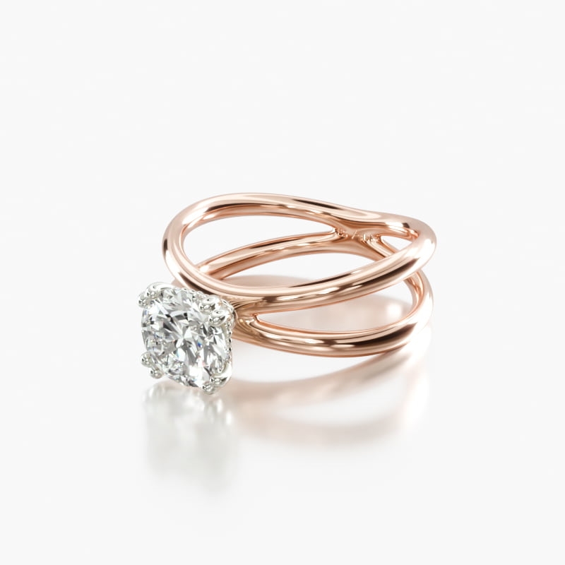 14K Rose Gold Criss Cross Diamond Solitaire