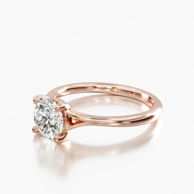 14K Rose Gold Classic Split Shank Solitaire Diamond Engagement Ring