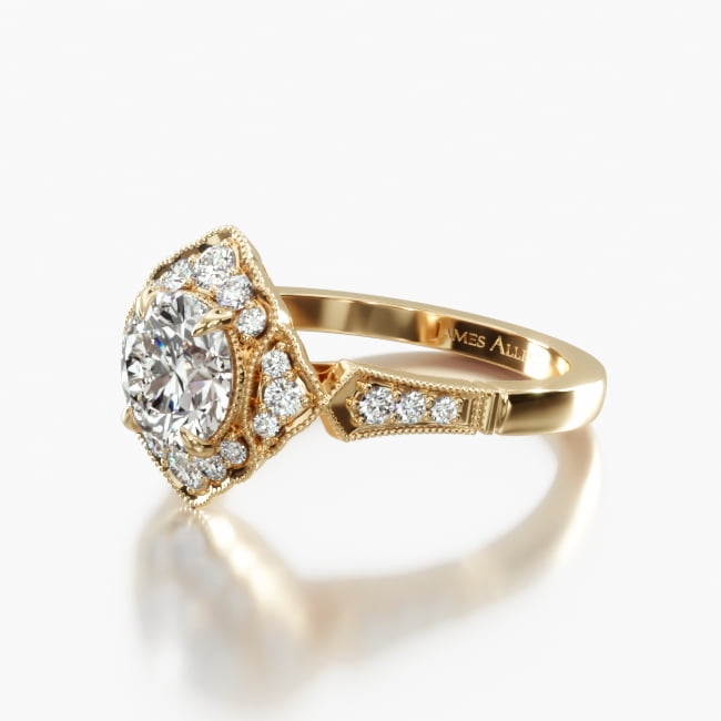 14K Yellow Gold Regal Frame Diamond Engagement Ring