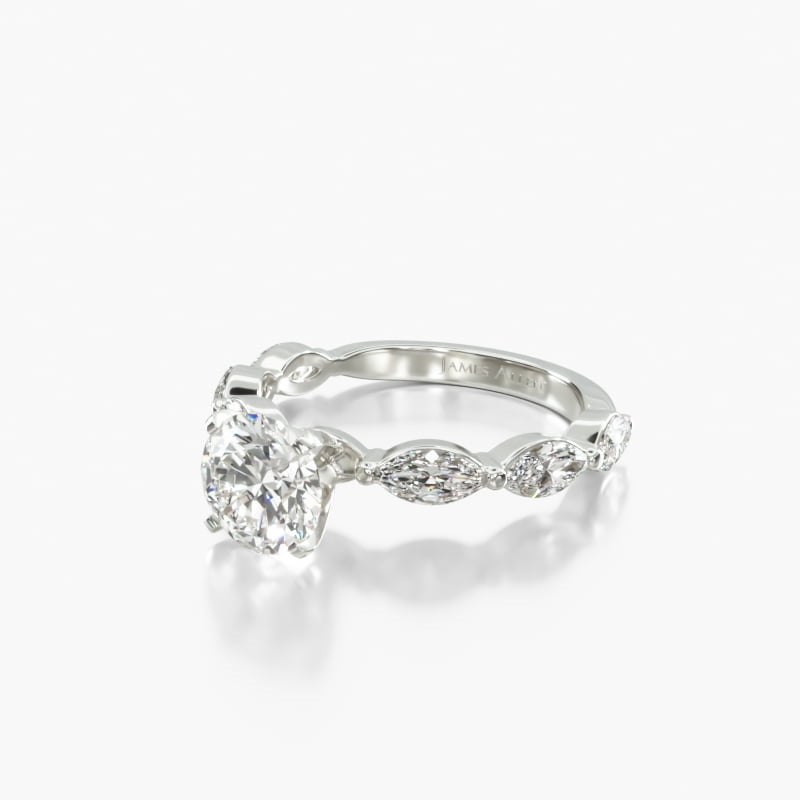 14K White Gold East West Marquise Diamond Engagement Ring