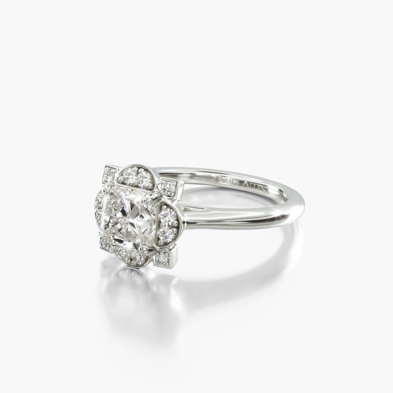 Platinum Art Deco Inspired Frame Diamond Engagement Ring
