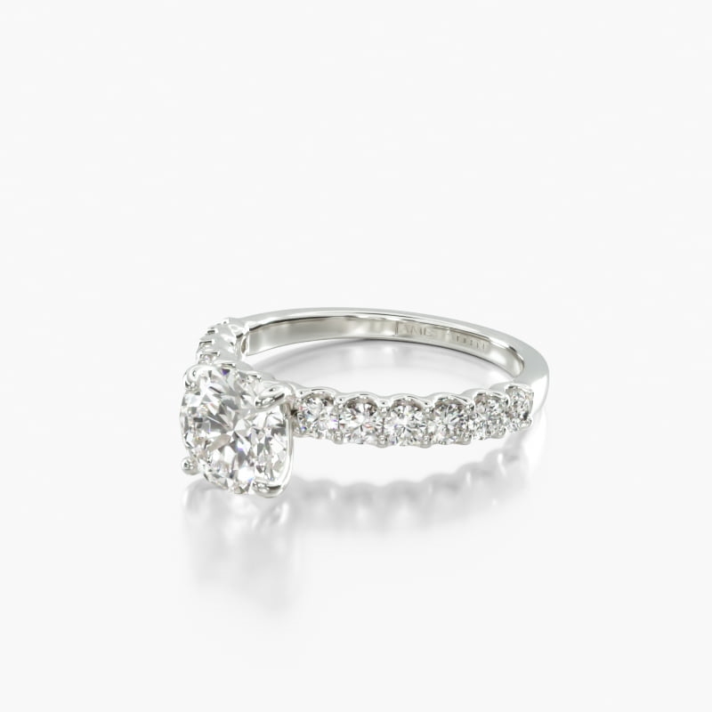 14K White Gold Twelve Stone Shared Prong Contour Engagement Ring (0.50 CTW)18045w14