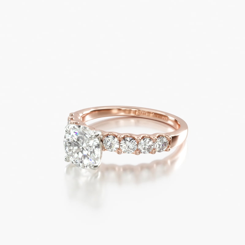 14K Rose Gold Eight Stone Shared Prong Contour Engagement Ring (0.50 CTW)