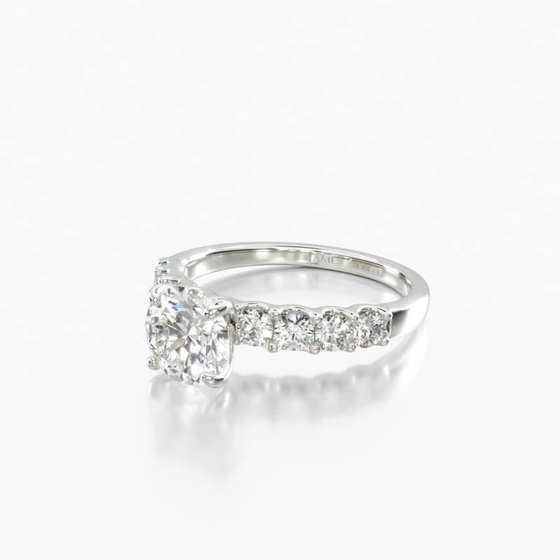 18K White Gold Eight Stone Shared Prong Contour Engagement Ring (0.50 CTW)
