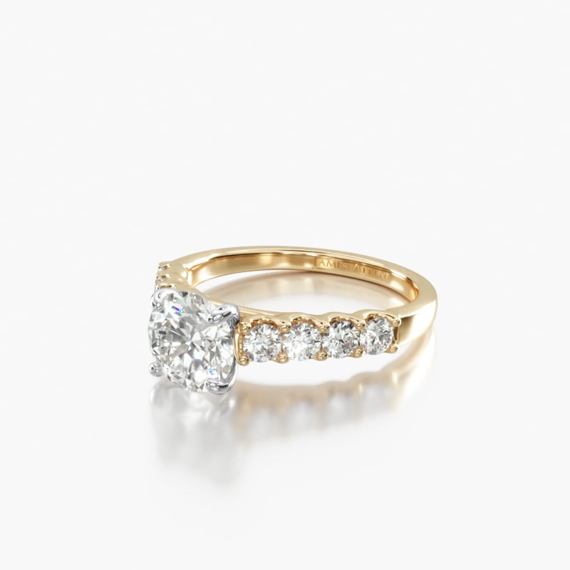 14K Yellow Gold Eight Stone Shared Prong Cathedral Contour Engagement Ring (0.50 CTW)