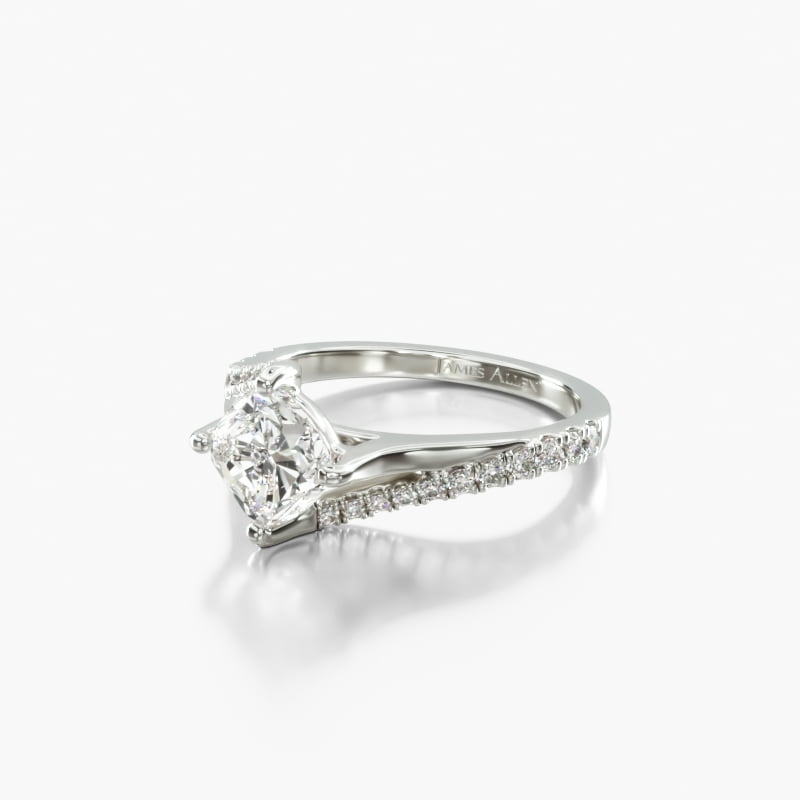 Platinum Bypass Pavé KiteSet Engagement Ring