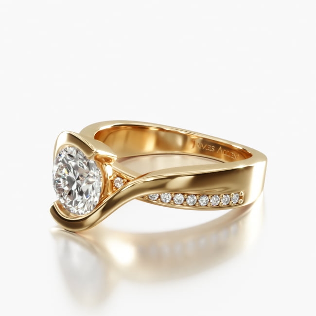 14K Yellow Gold Intertwined Bypass Tension Setting Engagement Ring