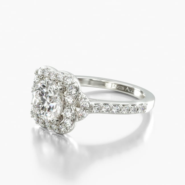 Platinum Pavé Antique Clover Engagement Ring