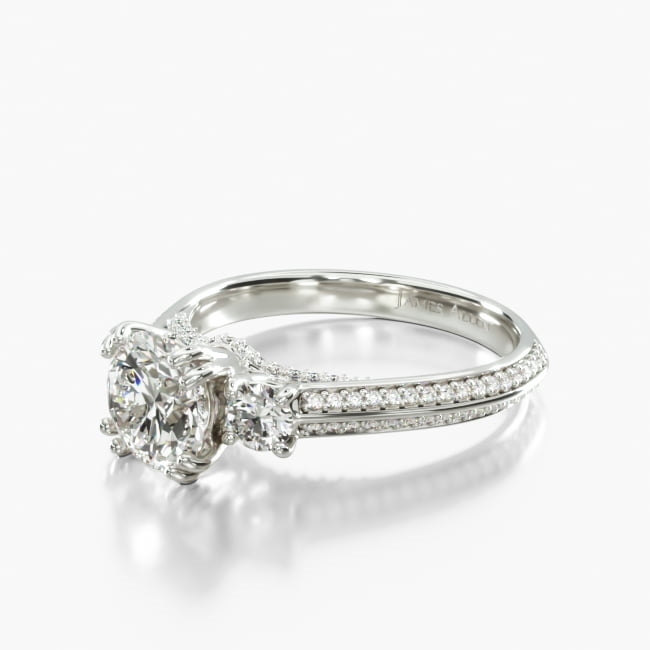 14K White Gold Pave Knife Edge Matching Wedding Ring 15074w14