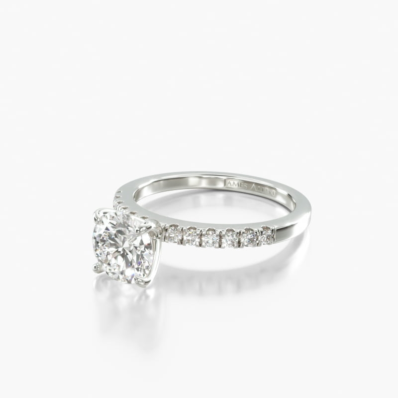 18K White Gold Micropavé Diamond Engagement Ring