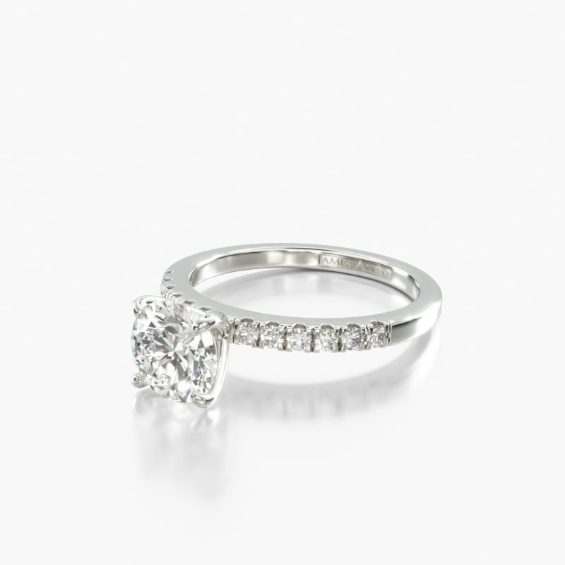 14K White Gold Micropavé Diamond Engagement Ring