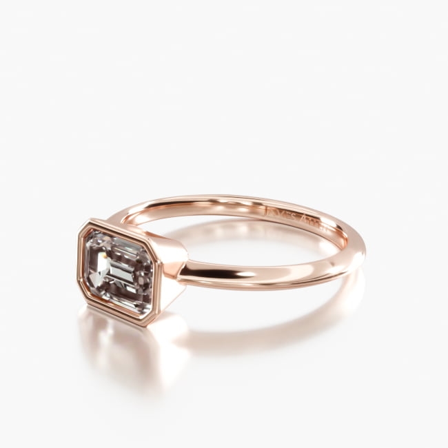 14K Rose Gold East West Knife Edge Bezel Solitaire Engagement Ring