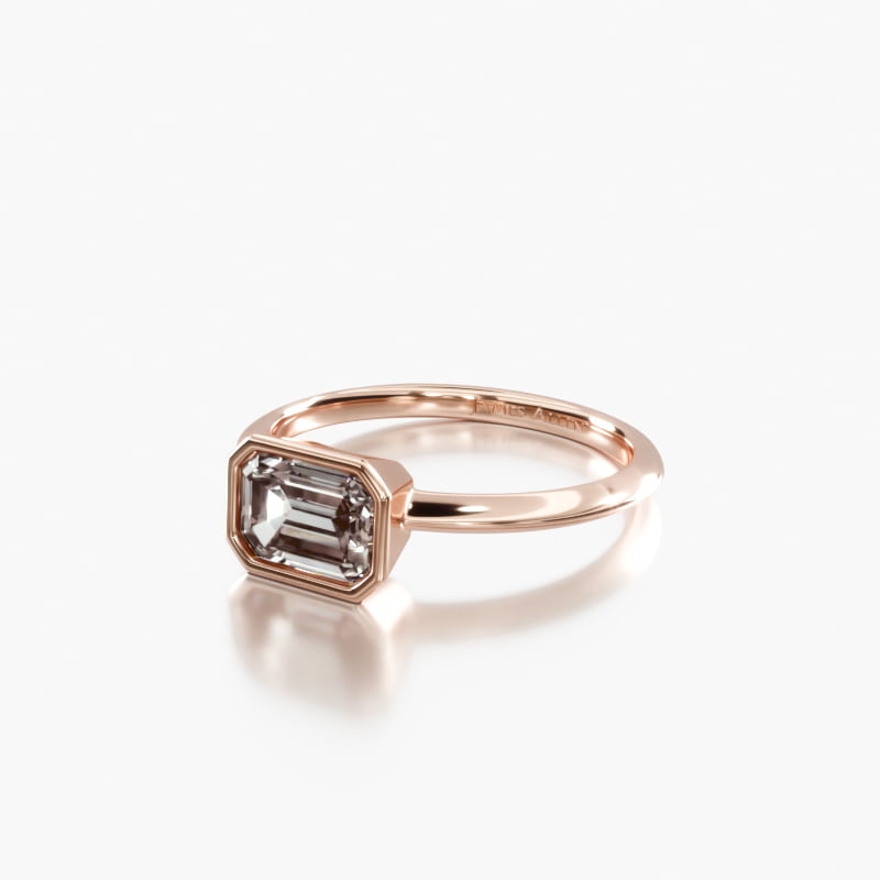 14K Rose Gold East West Knife Edge Bezel Solitaire Engagement Ring